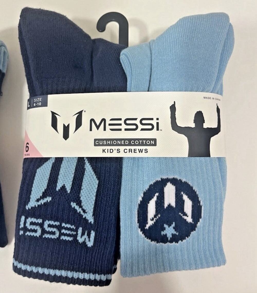 Messi Collection Kids Crews Socks Cushioned Size Large (4-10) - 11 Total Pairs